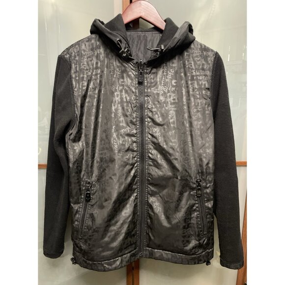 Desigual Black Reversible Hooded Full Zip Up Black Windbreaker Jacket Size S - Picture 3 of 14